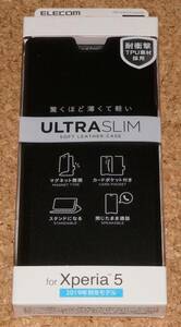 ★新品★ELECOM Xperia 5 レザーケース Ultra Slim ブラック