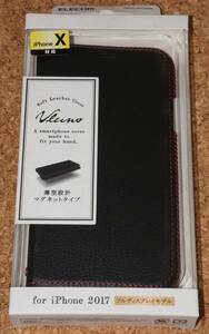 * new goods *ELECOM iPhone X leather cover side stitch magnet type black 