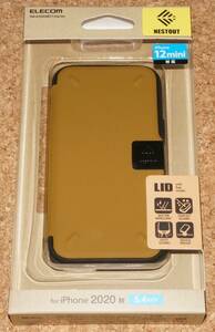 ★新品★ELECOM iPhone12mini NESTOUT LID アウトドア仕様 フラップタイプ コヨーテブラウン