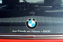BMW　リアウィンドーステッカー　Aus freude am Fahren　透明 内貼り　_画像2
