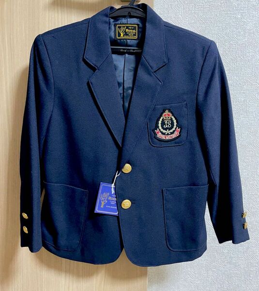 NEW ROYAL テーラードジャケット ブレザー 金ボタン ネイビー 刺繍　卒園式　入学式　発表会　子ども　120 未使用