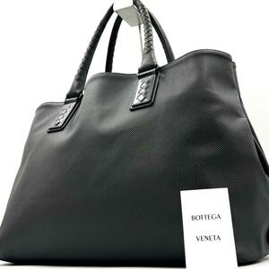 《良品》BOTTEGA VENETA ボッテガヴェネタ メンズ ビジネス マルコポーロ トートバッグ A4可 肩掛け ブラック イントレチャート