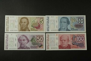 (325)外国紙幣 オーストラリアドル オーストラリア紙幣ピン札4枚 合計165ドル分 100ドル札 50ドル札10ドル札 5ドル札未使用状態良好AUD