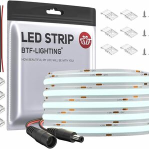 BTF-LIGHTING FCOB COB LEDテープライト 高密度 フレキシブル LEDテープライト 10M/ロール 5280LEDs 昼光色 6000K 幅10mm ストリップライト