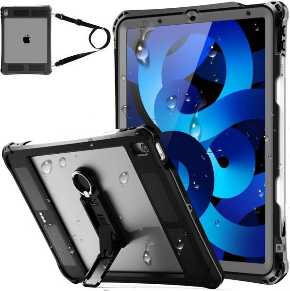 Tmacjump iPad Air 第5世代 ケース(2022) /iPad Air 第4世代 ケース(2020) IP68 完全防水 防塵 耐衝撃 ペン収納 保護フィルム(10.9インチ) 
