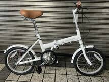 新品☆【CAPTAIN STAG】ミニベロ 折り畳み自転車 小径車 16インチ ホワイト_画像4