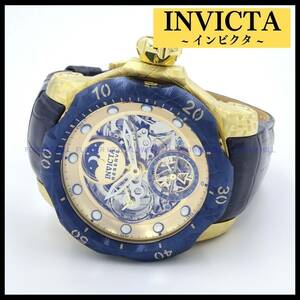 【新品・送料無料】インビクタ INVICTA 腕時計 メンズ 自動巻き スケルトン ダークブルー・ゴールド RESERVE VENOM 44432 レザーバンド