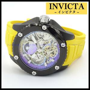 [ new goods * free shipping ] in creel taINVICTA wristwatch men's self-winding watch skeleton black * yellow AKULA 42771 silicon band 