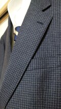 未使用　最高級マルゾット　スタイリッシュ　スーツ 定価6.4万　A6　フランネル　ネイビー　チェック　総裏_画像3