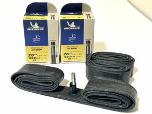 【送料無料】26インチ米式MTB用チューブ Michelin AIR STOP C3 26×1.30-1.80 バルブ長48mm 新品2個セット《650A/B×33-46対応》