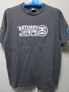 Сделано в США! Stussy Print / Chort -Fileve T -Frish L. Grey (SS Link Stesh, сделанный в США, американская T -Fish Vintage Old Old Old 00s)