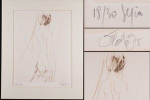 【真作】SS85_フランス画家 ジャン バティスト・バラディエ 裸婦画 美人画 女性 銅板画 エッチング 18/30 42cm×34cm