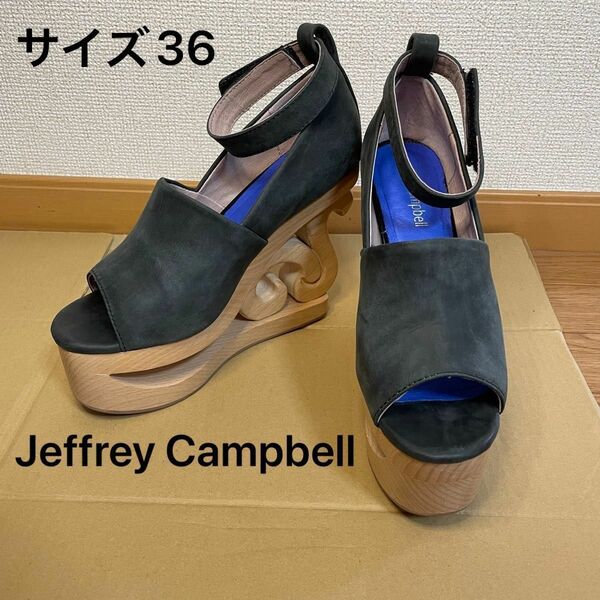 【Jeffrey Campbell】スケートヒールストラップ付きサンダル36(ブラック系その他)