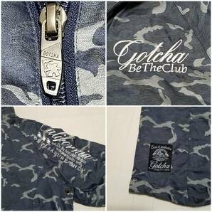 【美品】◎ GOTCHA GOLF ガッチャゴルフ/ 長袖 刺繍ロゴ カモフラ柄 Wジップ ジャケット 裏地メッシュ SIZE： M ネイビー×グレーの画像6