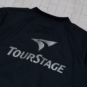 【訳あり】◎ TOUR STAGE ツアーステージ/ 半袖 フロント刺繍ロゴ&バックBIGロゴ Vネック ウィンドジャケット　SIZE：M　ブラック