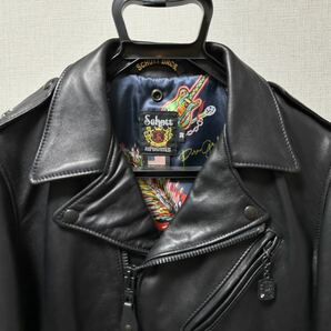 新品 38 SCHOTT × PORNO GRAFFITTI 20周年 ラムレザー ダブルライダース ジャケット 羊革 ショット ワンスター ブラック USA製 黒の画像5