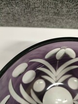 ◎0602/0712 切子　ウラン　ガラス鉢　和ガラス　カットガラス　紫　※同梱不可_画像7