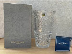 HOYA クリスタル　オリジナルデザイン ぶどう柄　フラワーベース　新品未使用品 花瓶 CRYSTAL