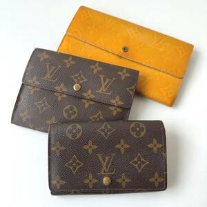 まとめ売り ◆ 財布 3点セット ルイ ヴィトン LOUIS VUITTON モノグラム エテュイ シェキエ モネビエ トレゾール ヴェルニ クレディ