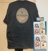 新品未使用 GUINNESS ギネスビール ロゴ ラベル Tシャツ ノベルティ Lサイズ ステッカー2枚 マネークリップ1個_画像1