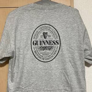 新品未使用 GUINNESS ギネスビール ロゴ ラベル Tシャツ ノベルティ Lサイズ グレー　ステッカー マネークリップ