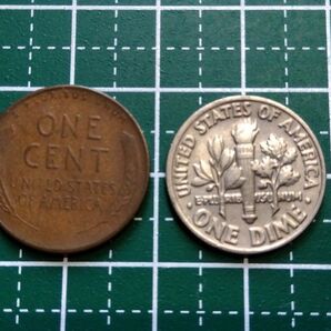アメリカ 1セント 1947年 10セント 1981年 2個セット