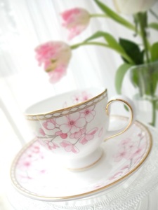 英国 ◆ WEDGWOOD ティーカップ＆ソーサー セット スプリング ブロッサム リー ピンク 桜 花 陶器 食器 コーヒーカップ 兼用 新品