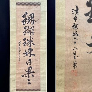 【模写】狩野探幽「一行書」掛軸 紙本 書 古軸 江戸時代初期 狩野派 の 絵師 人が書いたもの ｐ021915