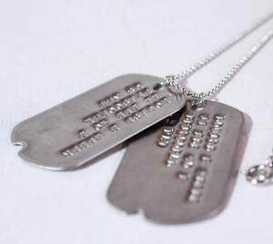 【送料無料】2枚セット! * 米軍実物 DOG TAG IDタグ ドッグタグ ネックレス 認識票 窪み有り ヴィンテージ