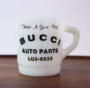 【送料無料定形外発送】美品! ▼ ファイヤーキング リブボトム BUCCI AUTO PARTS 自動車部品 マグ マグカップ FIRE KING ヴィンテージ