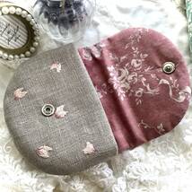 ♪はんど刺繍*蓋型丸みなケース*桜*春一番“リネンポーチ*handmade_画像7