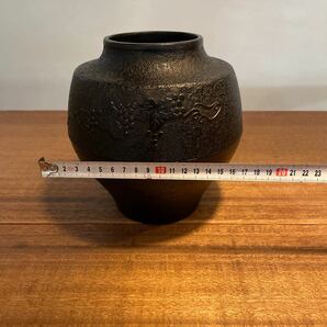 vintage vase Japan 花瓶 アンティーク レトロ 昭和 南部鉄器 ミッドセンチュリー 生花 壺 花器 ぶどうの画像6