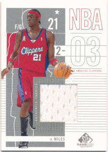 Darius Miles NBA 2002-03 UD SP Game Used Authentic Fabrics White Jersey 白 ジャージカード ダリアス・マイルズ