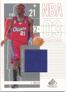 Darius Miles NBA 2002-03 UD SP Game Used Authentic Fabrics Blue Jersey 青 ジャージカード ダリアス・マイルズ