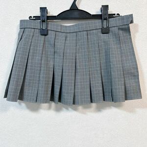 制服 グレー・緑 千鳥格子柄 マイクロミニスカート W78 丈29.5 冬用 大きいサイズ