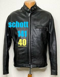 ⑧schott【40】141 ライナー付◇米国製 シングルライダース◇牛革ジャン ハーレーgpz