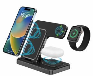 ワイヤレス充電スタンド 充電器 置くだけ充電 iPhone AirPods Apple Watch GALAXY