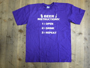 　No20【お笑いTシャツ】BEER INSTRUCTION Ｌサイズ色紫★