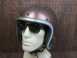 70s* Arthur full ma-AF20 jet helmet Vintage Brown lame ARTHUR FULMER [L size 57cm~59cm] chopper bo bar that time thing 