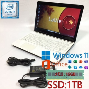 今週限定特価！【☆高性能Corei7搭載 SSD1TB★】ノートパソコン NEC Lavie S PC-LS700RSW/Core i7/メモリ8GB/SSD１TB/Win11/Office2021