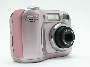 ★ハローカメラ★9327 Nikon COOLPIX 2100 ピンク (200万画素) CFカード対応 動作品 現状 電池式（単3×2本）1円スタート 即決有り