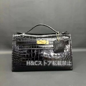 himalaya crocodile leather shining black ko lady's bag na il wani leather tote bag handbag shoulder bag .