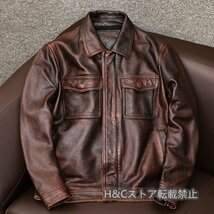 レザージャケット アメカジ　バイクジャケット　上品　ユーズド加工　本革 牛革　高級　ライダースジャケット 　革ジャン Ｓ～6XL_画像1