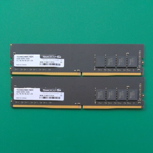 DDR4-19200　4GB×2枚　２４時間以内にポスト投函いたします。