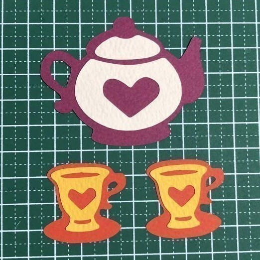 (2713C) Teacup and teapot [3 sets]★Cut, hand craft, handicraft, paper craft, scrapbooking