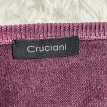 【最高峰ニット】Cruciani クルチアーニ セーター ニット Vネック Cruciani ボルドー パープルピンク ウール100% サイズ46 メンズM_画像9