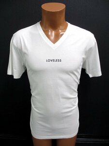 ラブレスloveless新品未使用立体ラバーロゴVネックTシャツ白Lサイズホワイト(qz12655)