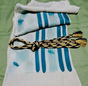 帯揚げ帯締めセット銀糸 絹　着物和装小物　難有り　三越購入品