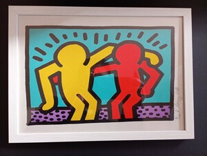 【額付ポスター】アートポスター　 キース・ヘリング　keith haring A4サイズ　キャンバスポスター　21×30cm インテリア雑貨　フレーム付