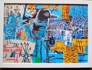 【額付ポスター】キャンバス現代アート 　Basquiat/バスキアC　A4アートポスター　21×30cm フレーム付き